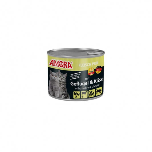 Amora Cat Dose Fleisch Pur mit Geflügel & Käse - 200g, 6 Stück