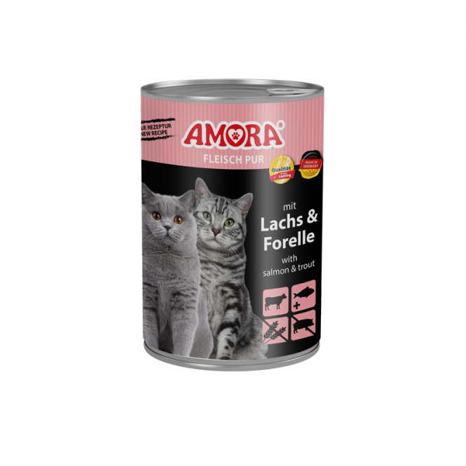 Amora Cat Dose Fleisch Pur mit Lachs & Forelle - 400g, 6 Stück