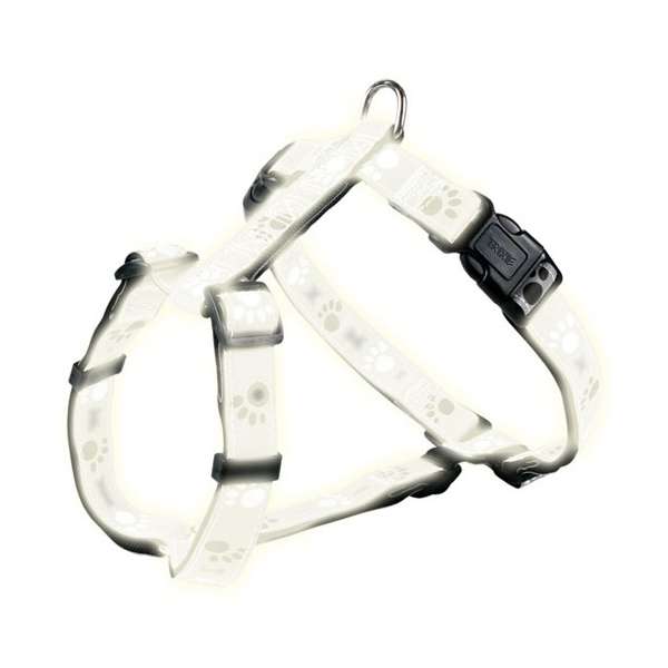 Trixie Geschirr Silver Reflect - Pfotenmotiv - 52–75 cm / 25mm