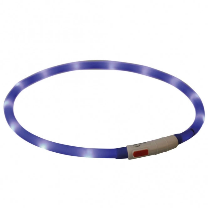 Trixie Flash Leuchtring USB aus Silikon - royalblau