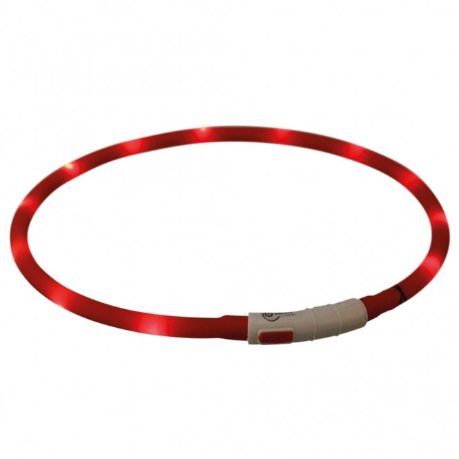 Trixie Flash Leuchtring USB aus Silikon - rot