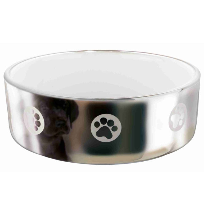 Trixie Keramiknapf - silber/weiß - 1,5 l/ø 19 cm Hundefutter