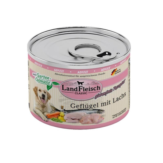 Landfleisch Dog Classic Geflügel mit Lachs & Gartengemüse 195g, 6 Stück