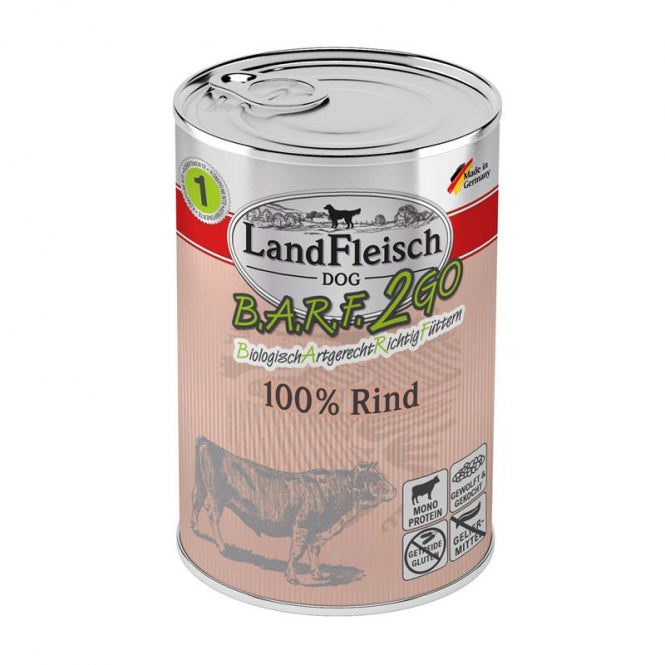 LandFleisch B.A.R.F.2GO 100% vom Rind 400g, 6 Stück