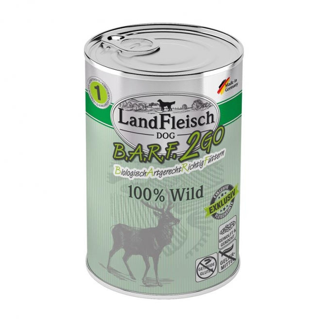 LandFleisch B.A.R.F.2GO Exklusiv 100% vom Wild 400g, 6 Stück
