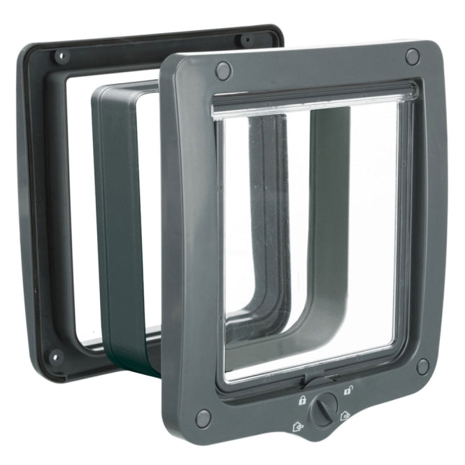 Trixie 4-Wege Freilauftür XXL mit Tunnel - grau