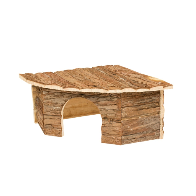 DUVO Duvoplus Eck-Kleintierhaus mit Rinde - 30 x 30 x 16cm – Kleintierzubehör