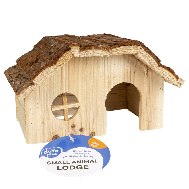 DUVO Duvoplus Kleintierhaus mit Rindendach - 28 x 18 x 16cm – Kleintierzubehör