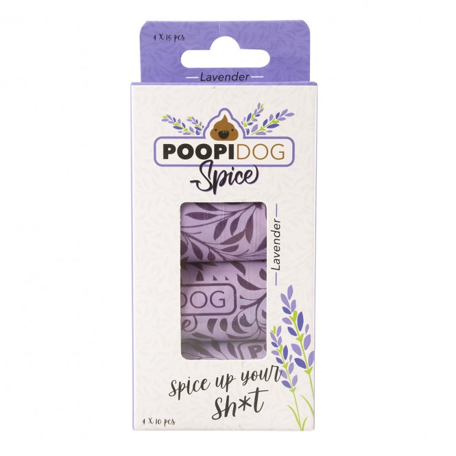 Poopidog Hundekotbeutel spice lavendel violett - 4 x 15 Stück Tierbedarf
