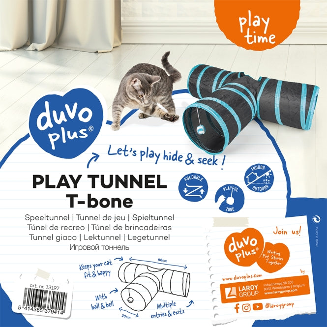 DUVO Duvoplus Spieltunnel T-Bone – Katzenspielzeug