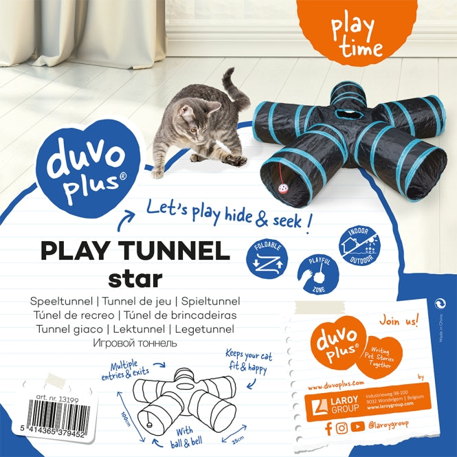 DUVO Duvoplus Spieltunnel Star – Katzenspielzeug