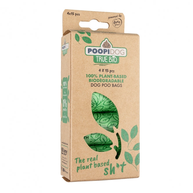Poopidog Hundekotbeutel true bio - 4 x 15 Stück Tierbedarf