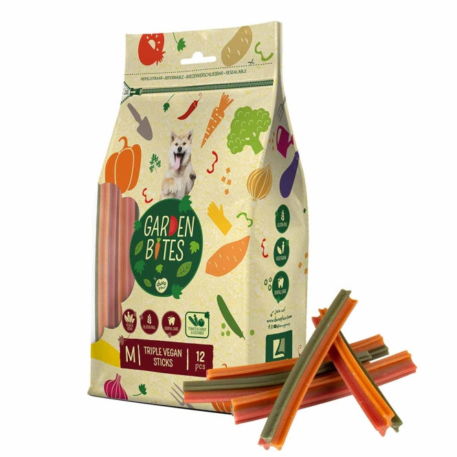 Garden Bites Dreifach Vegane Sticks - M - 15cm / 12 Stück Hundefutter