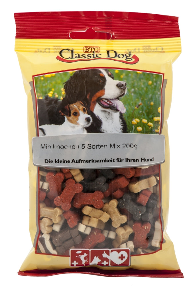 Classic Dog Snack Miniknochen 5 Sorten Mix 200g, 12 Stück