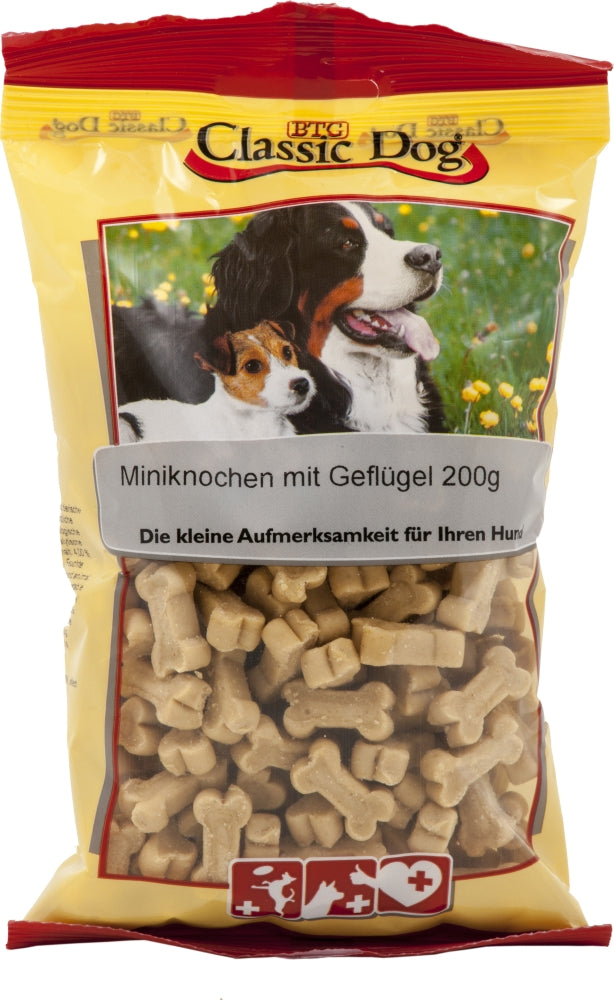 Classic Dog Snack Miniknochen mit Geflügel 200g, 12 Stück