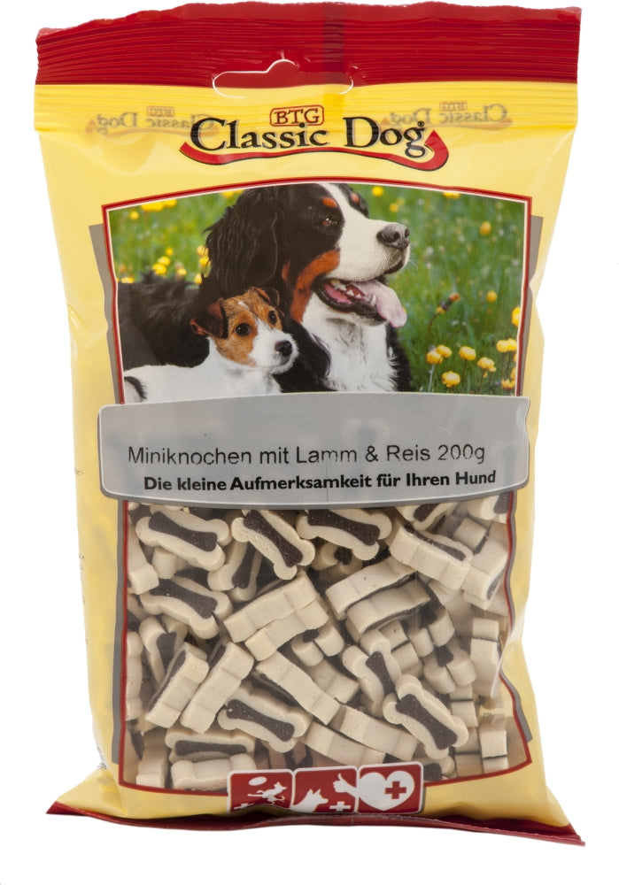 Classic Dog Snack Miniknochen mit Lamm & Reis 200g, 12 Stück