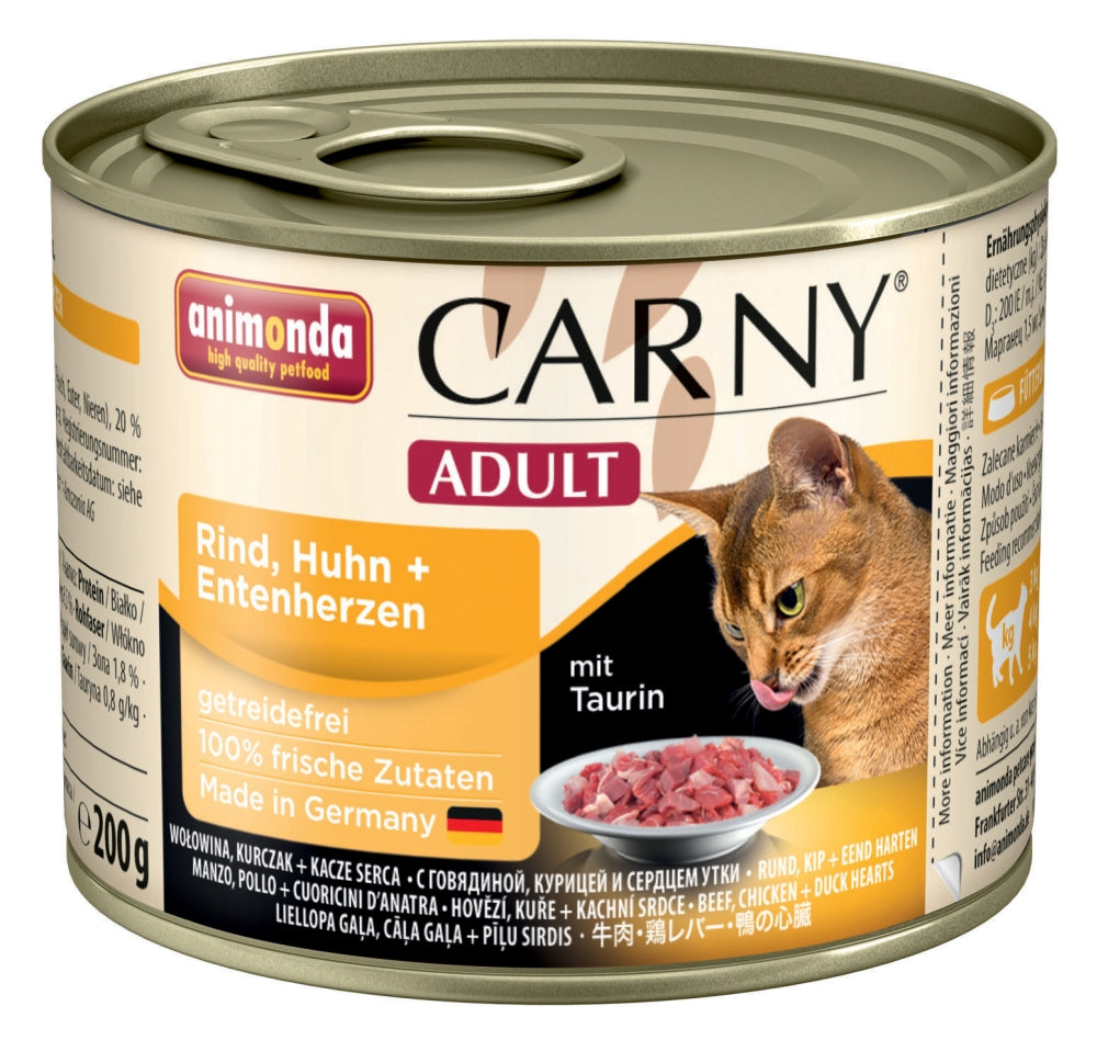 Animonda Cat Dose Carny Adult Rind & Huhn & Entenherzen - 200 g, 6 Stück