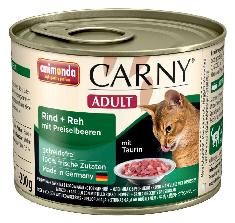 Animonda Cat Dose Carny Adult Rind & Reh & Preiselbeeren - 200 g, 6 Stück