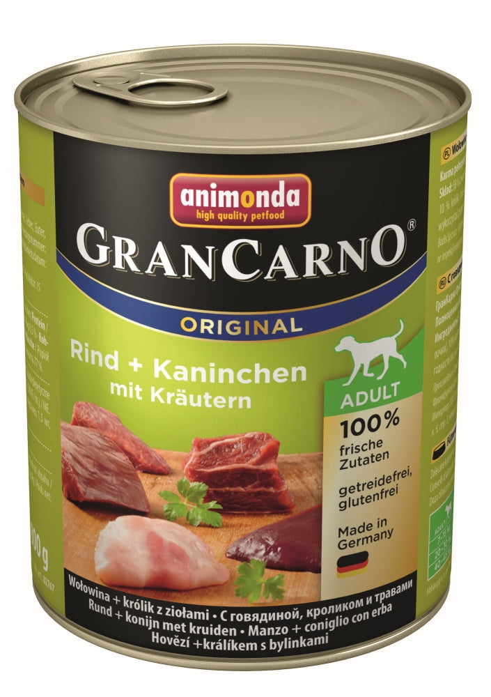 Animonda GranCarno Adult Rind & Kaninchen mit Kräutern 800g, 6 Stück