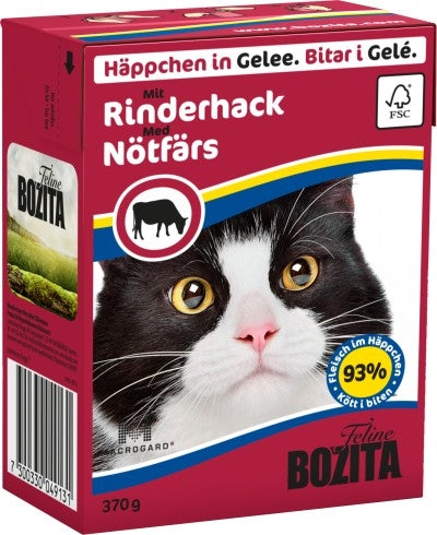 Bozita Cat Tetra Recard Häppchen in Gelee Rinderhack 370g, 6 Stück