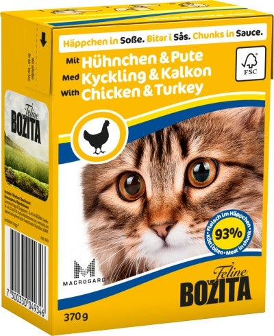 Bozita Cat Tetra Recard Häppchen in Soße Huhn & Pute 370g, 6 Stück
