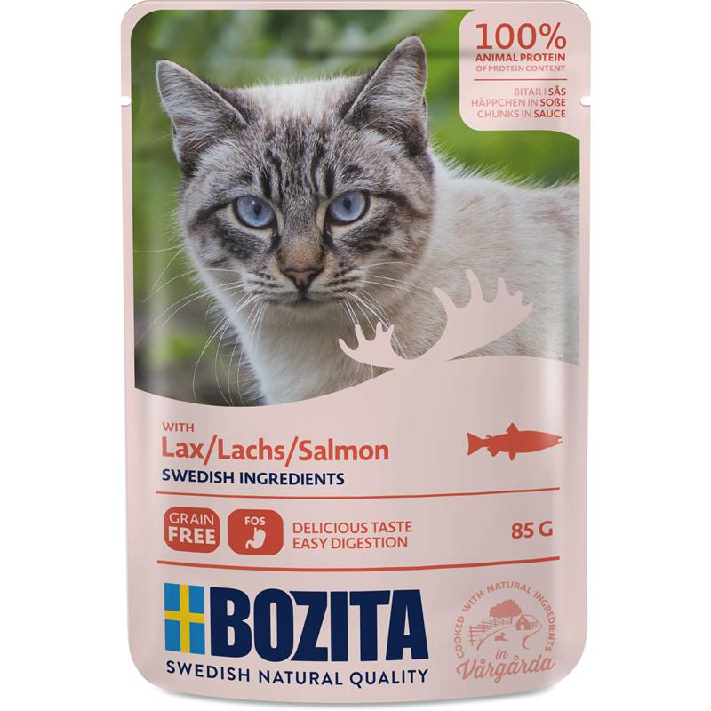 Bozita Pouch Häppchen in Soße mit Lachs 85g, 12 Stück