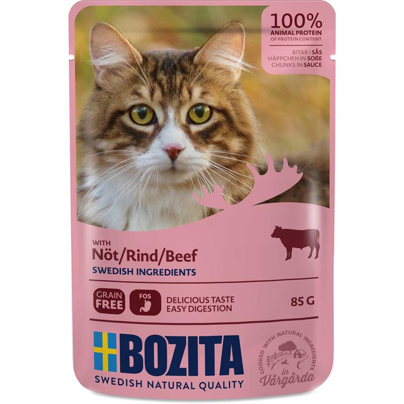 Bozita Pouch Häppchen in Soße mit Rind 85g, 12 Stück