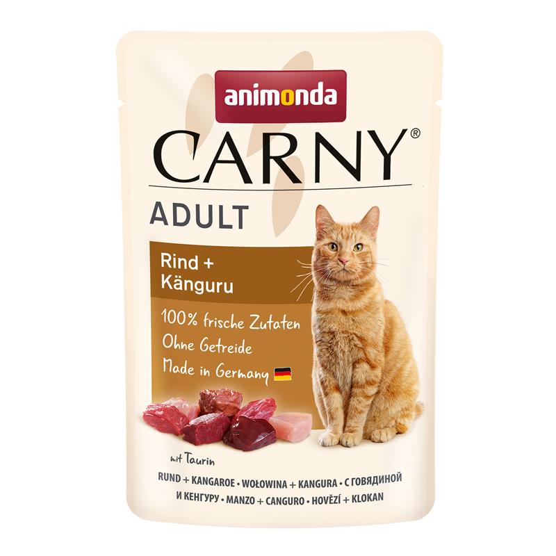 Animonda Carny PB Adult Rind + Känguru 85g, 12 Stück Katzenfutter