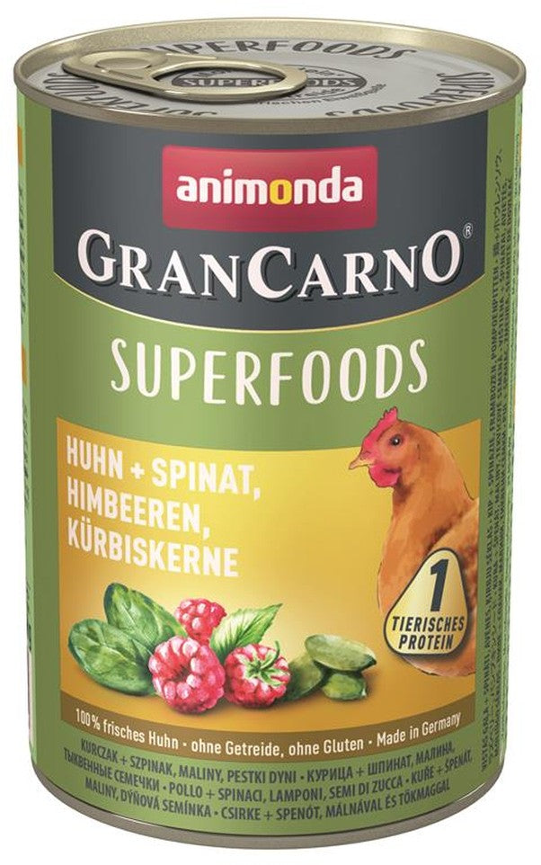 Animonda GranCarno Adult Superfood Huhn & Spinat - 400 g, 6 Stück