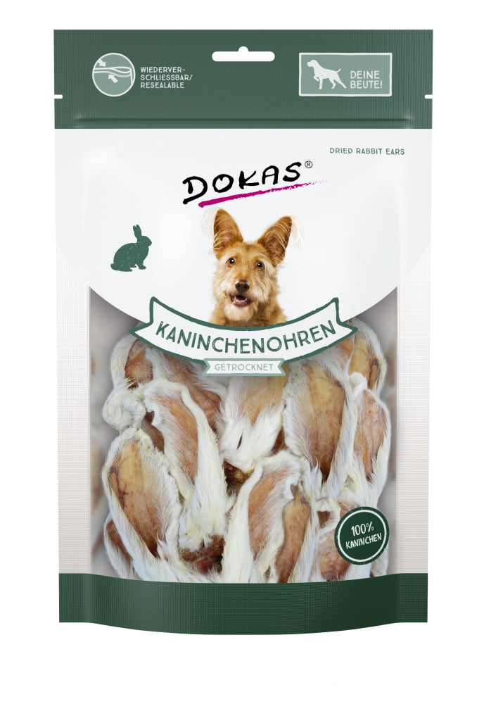 Dokas Dog Snack Kaninchenohren mit Fell getrocknet 100 g