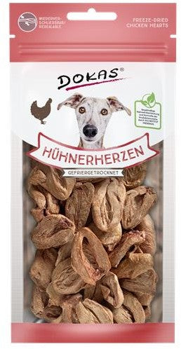 Dokas Dog Snack Hühnerherzen gefriergetrocknet 22g