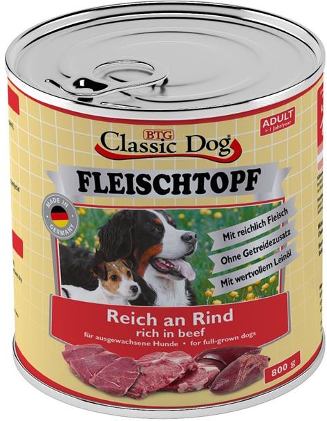 Classic Dog Fleischtopf Rind 800g, 6 Stück