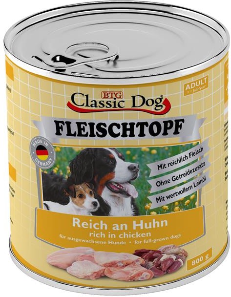 Classic Dog Fleischtopf Huhn 800g, 6 Stück