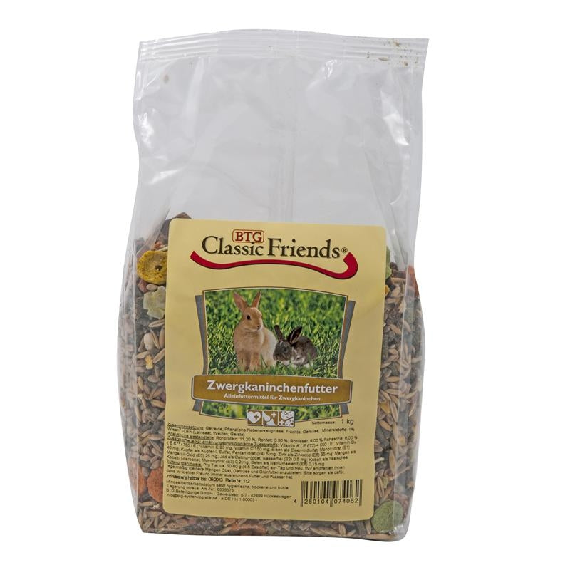 Classic Friends Zwergkaninchenfutter 1kg - 1 kg, 5 Stück