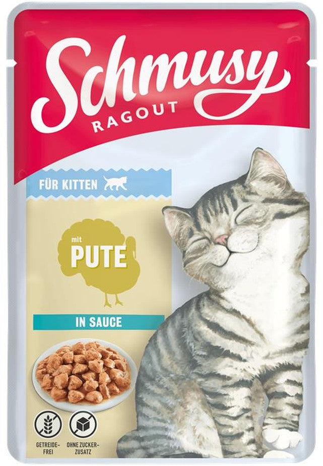 Schmusy Ragout Kitten mit Pute in Sauce 100g, 22 Stück