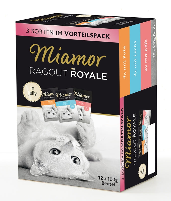 Miamor MP Ragout Royale in Jelly Lachs, Pute, Kalb 12x100g, 4 Stück
