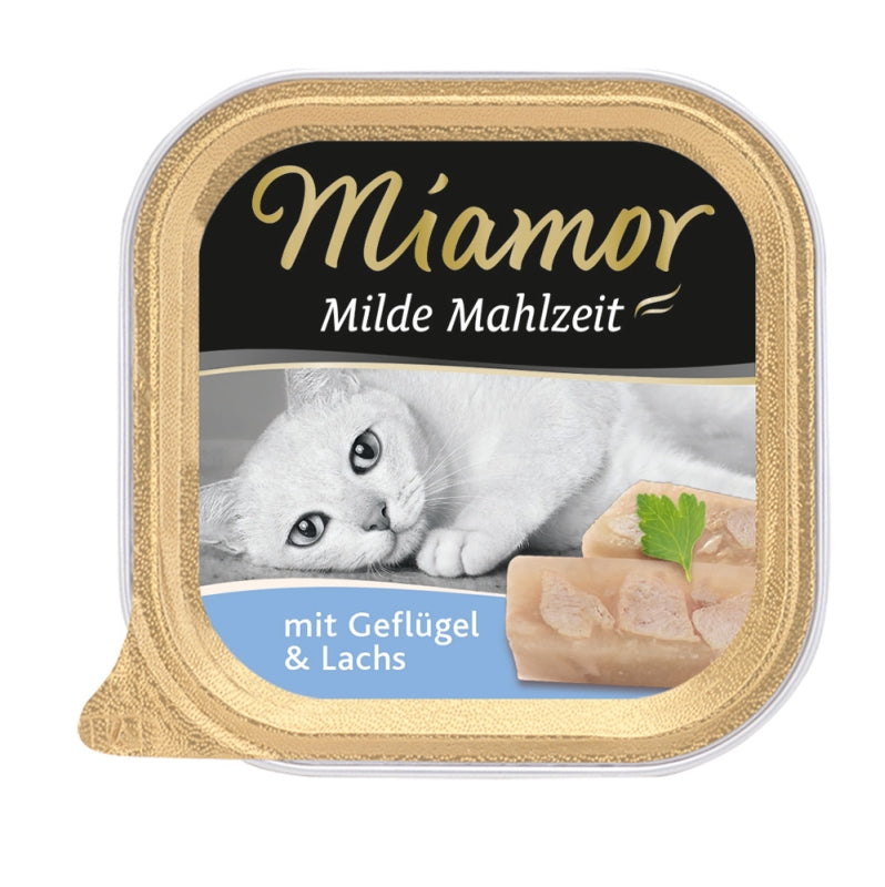 Miamor Milde Mahlzeit 100g - Geflügel & Lachs, 16 Stück
