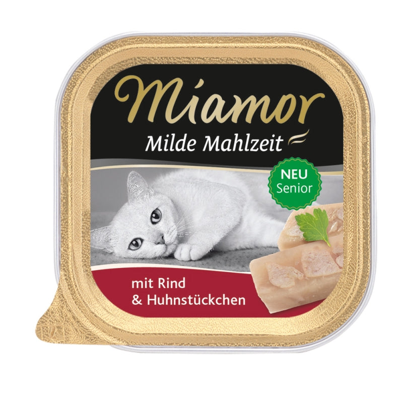 Miamor Milde Mahlzeit Senior 100g - Geflügel pur & Rind, 16 Stück