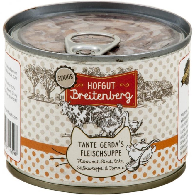 Hofgut Breitenberg Cat Senior Tante Gerdas Fleischsuppe 180g, 12 Stück