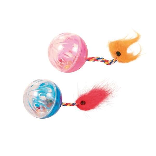 Trixie 2 Rasselbälle mit Spielschwanz - 4 cm Tierbedarf