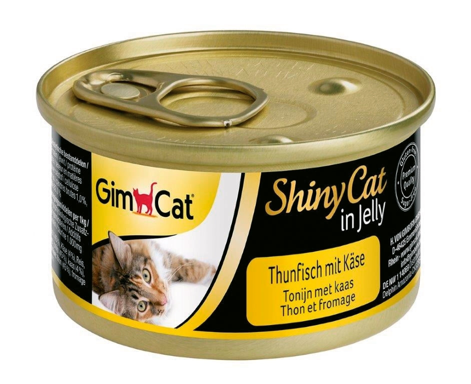 GimCat ShinyCat Thunfisch mit Käse in Jelly 70g, 24 Stück Katzenfutter