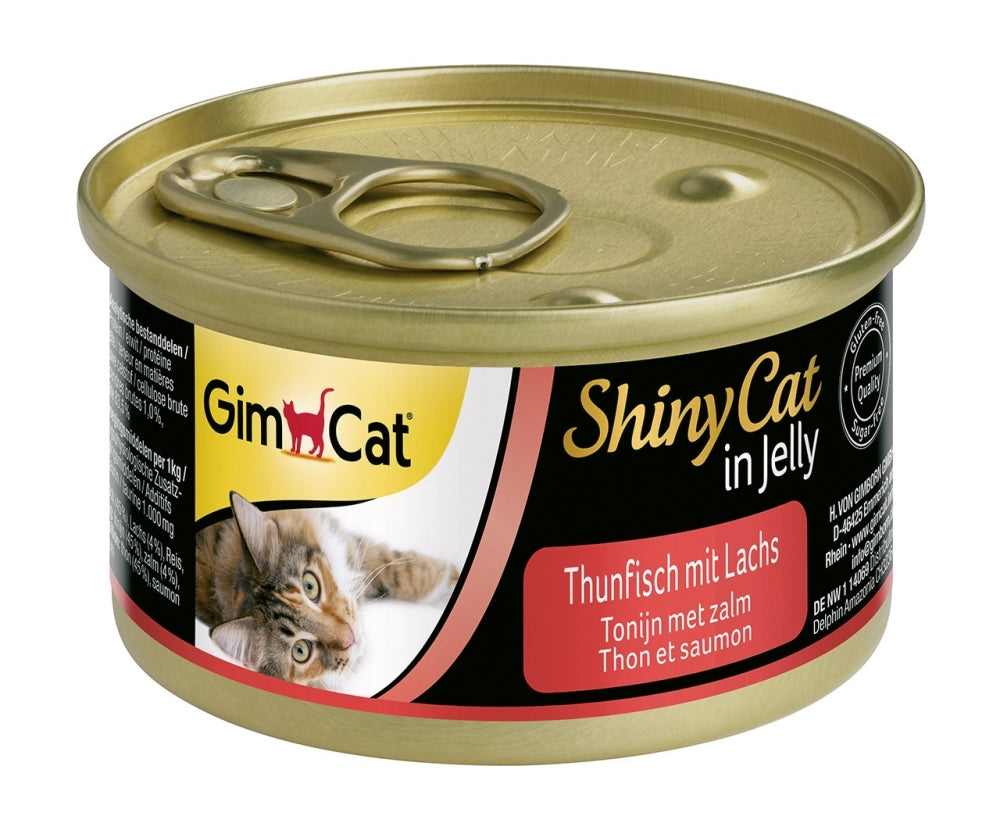 GimCat ShinyCat Thunfisch mit Lachs in Jelly 70g, 24 Stück Katzenfutter