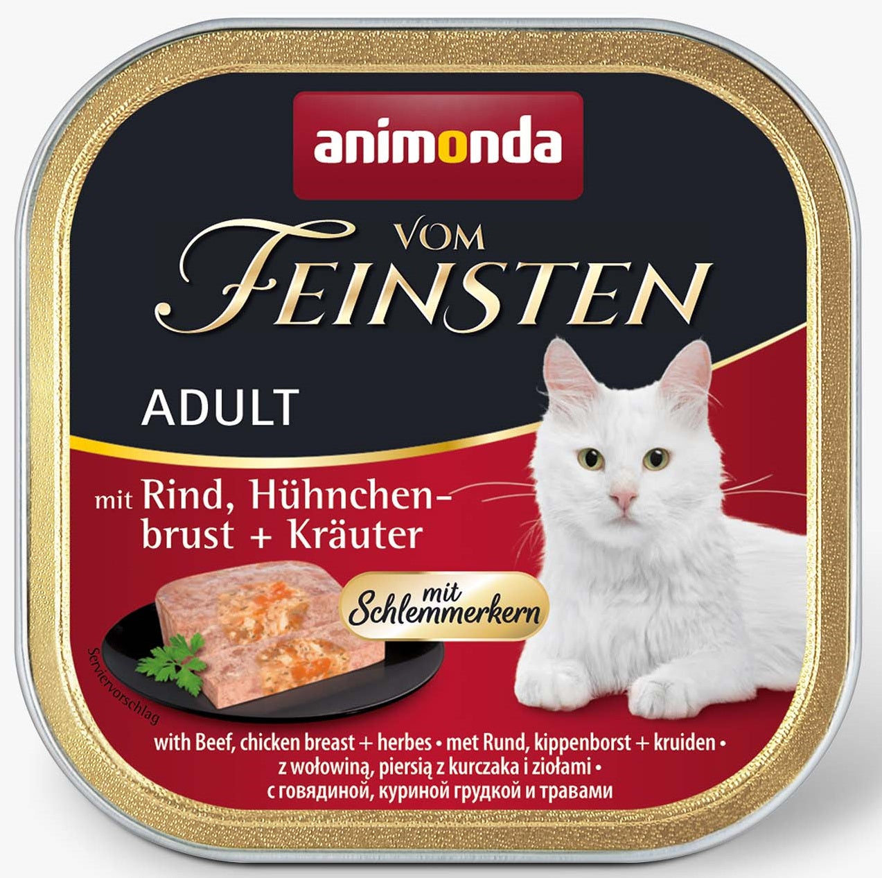 Animonda Vom Feinsten mit Schlemmerkern mit Rind, Hühnchenbrust & Kräutern 100g, 32 Stück
