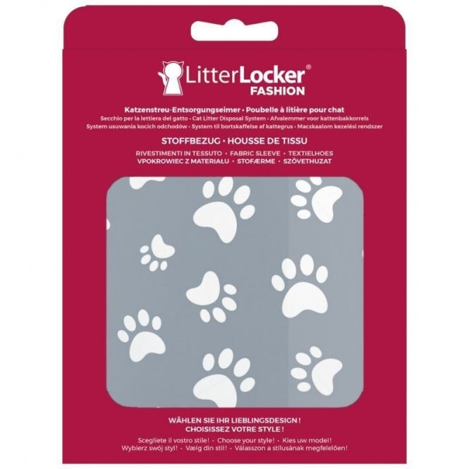 LitterLocker Fashion Bezug Cat Paws - grau Katzenstreu